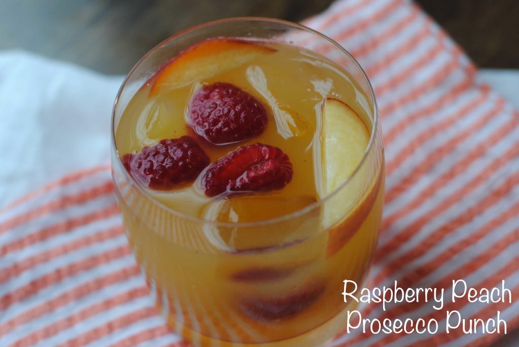 raspberry peach prosecco punch