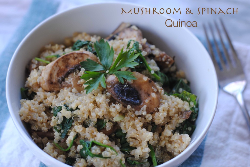 mushroom and spinach quinoa