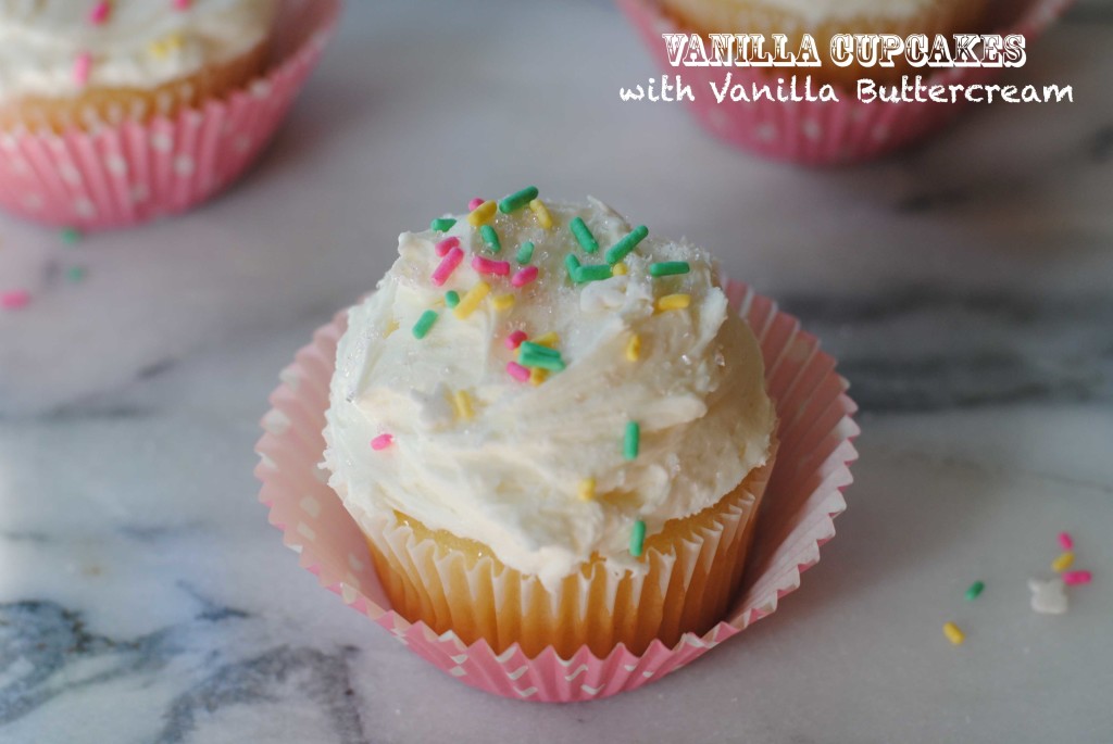 vanilla cupcakes with vanilla buttercream