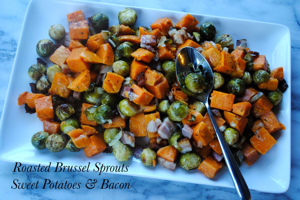 roasted brussel sprouts sweet potatoes and bacon updated