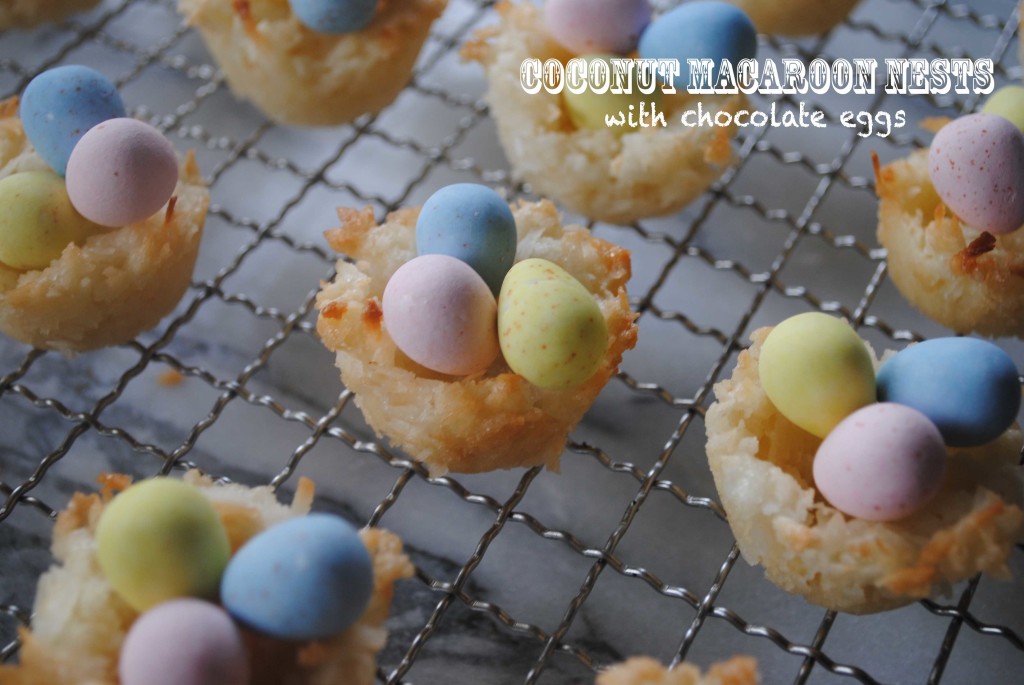 coconut macaroon nests with chocolate eggs