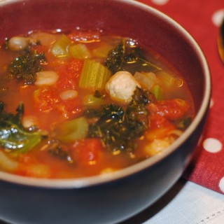 Mini Turkey Meatball, Kale and White Bean Soup….yum!