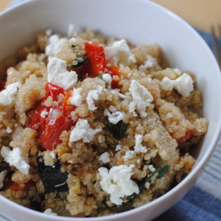 Tomato, Spinach & Zucchini Quinoa with Goat Cheese