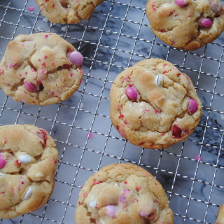 White Chocolate, M&M and Funfetti Cookies for Valentines Day:)