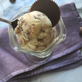 Nutella and Caramel Swirl Ice cream with Mini Reeses Peanut Butter Cups
